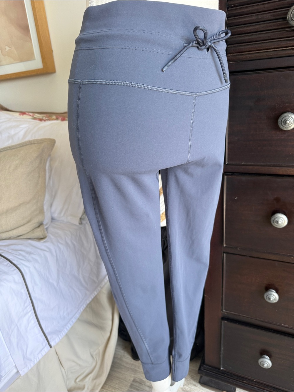 Kids High-Waist Drawstring Joggers in Slate Blue Co - Picture 3 of 7